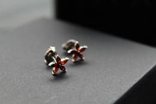 Load image into Gallery viewer, Ruby CZ Star Flower Earrings
