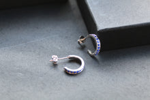 Load image into Gallery viewer, Sapphire CZ Huggie Style Hoop
