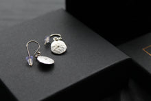 Load image into Gallery viewer, Satin Silver Organic Drop Earring with a Diamond

