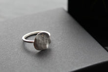 Load image into Gallery viewer, Satin Silver Organic Ring with a Diamond
