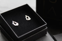 Load image into Gallery viewer, Satin Silver Organic Studs Set with a Diamond
