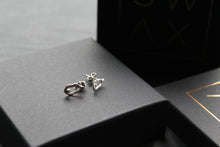 Load image into Gallery viewer, Satin Silver Organic Studs Set with a Diamond
