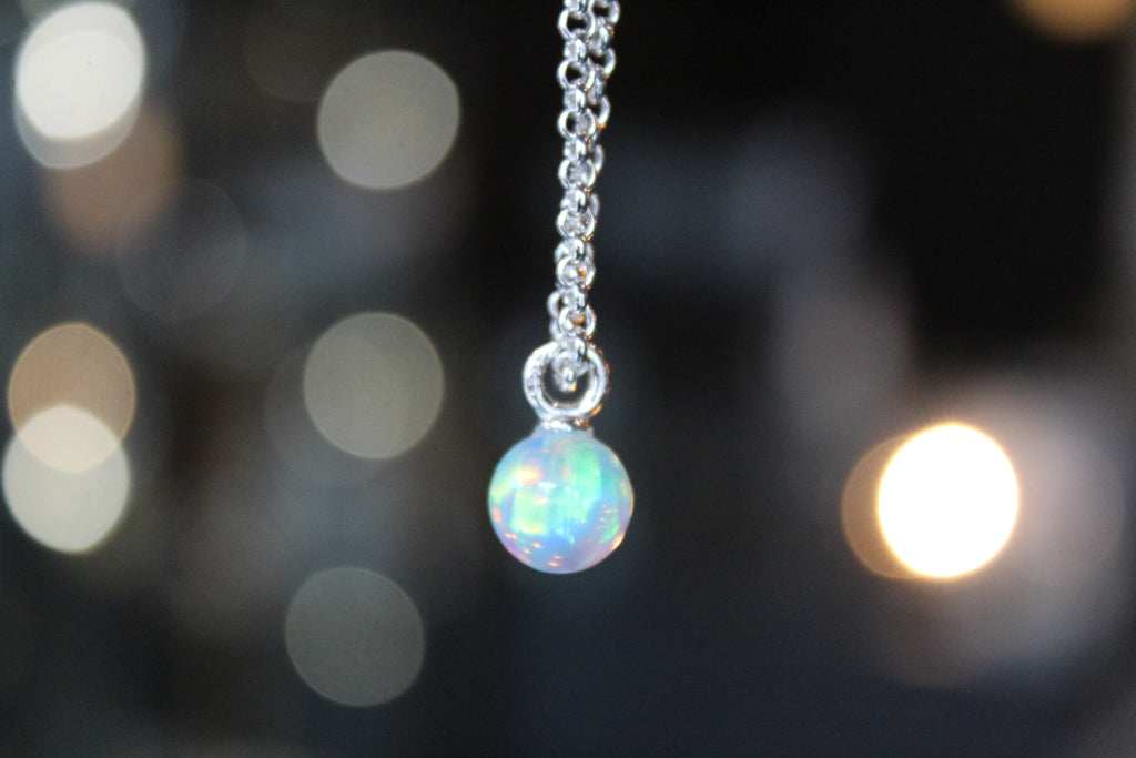 Sea Opal on Silver Chunky Chain