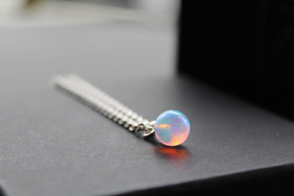 Sea Opal on Silver Chunky Chain