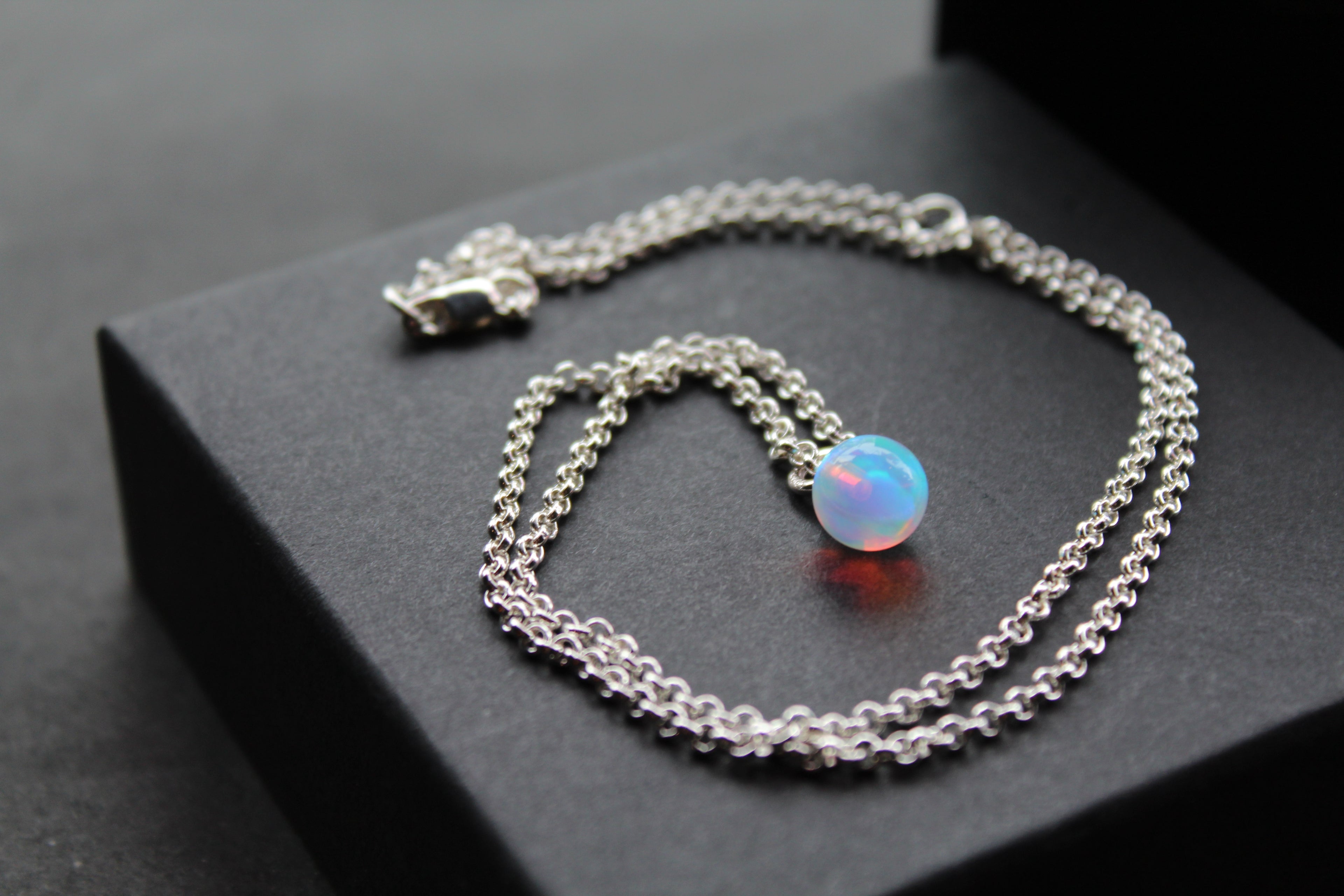 Sea Opal on Silver Chunky Chain