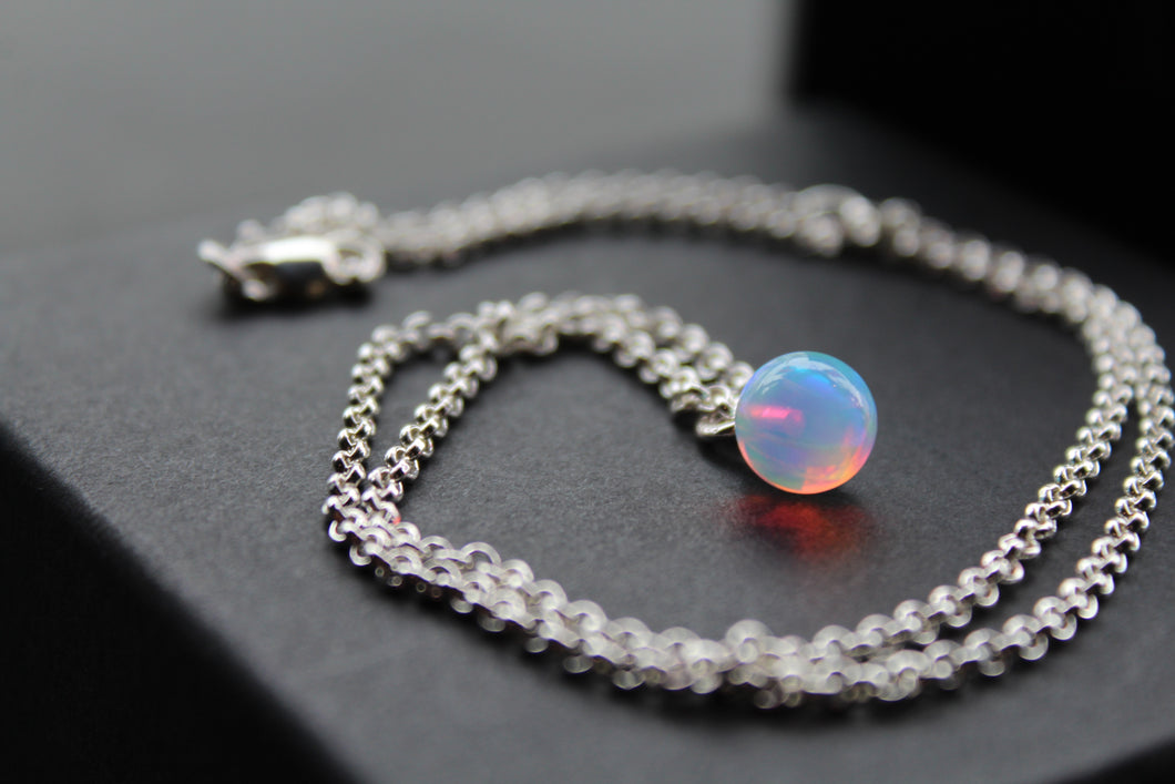 Sea Opal on Silver Chunky Chain
