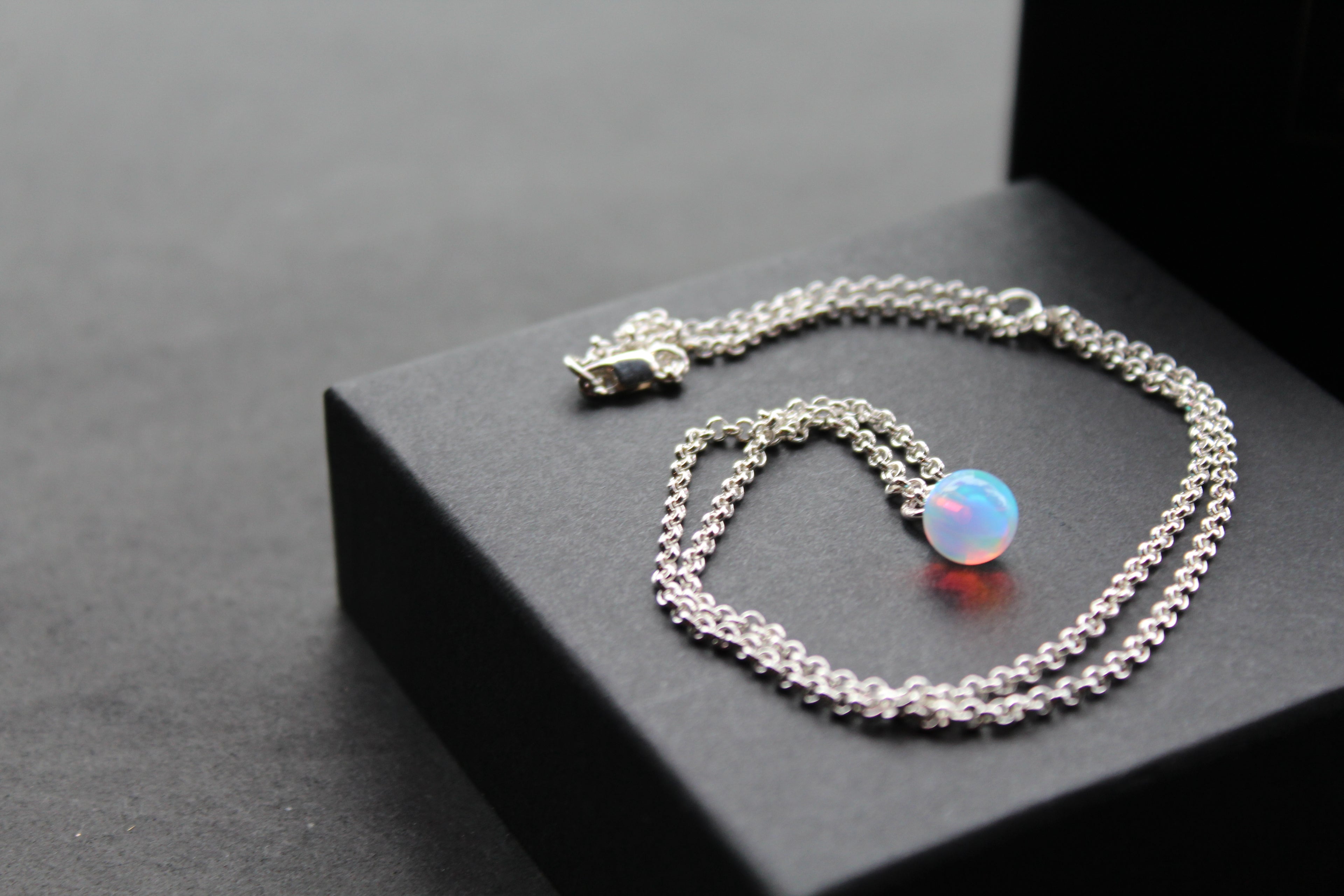 Sea Opal on Silver Chunky Chain