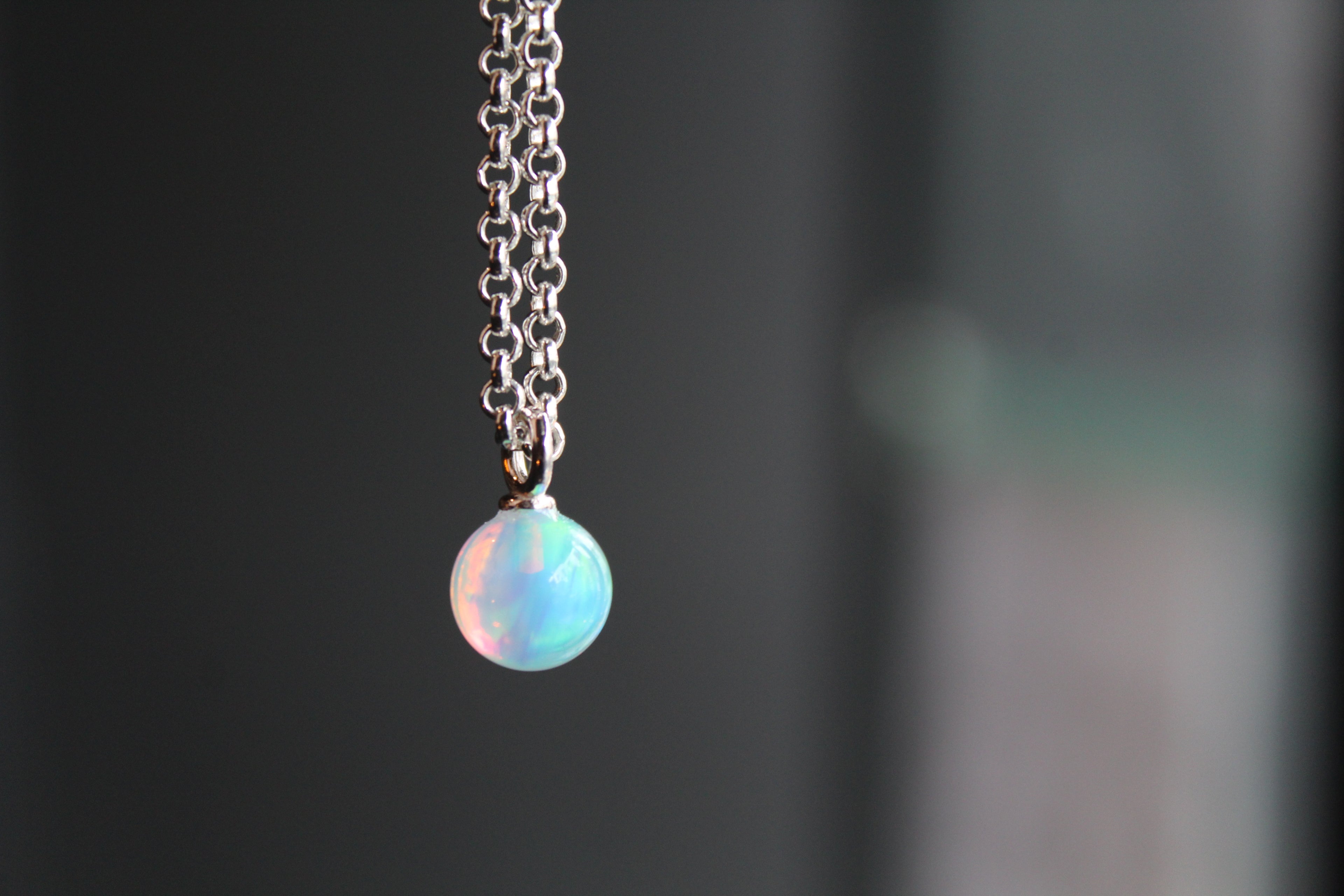 Sea Opal on Silver Chunky Chain