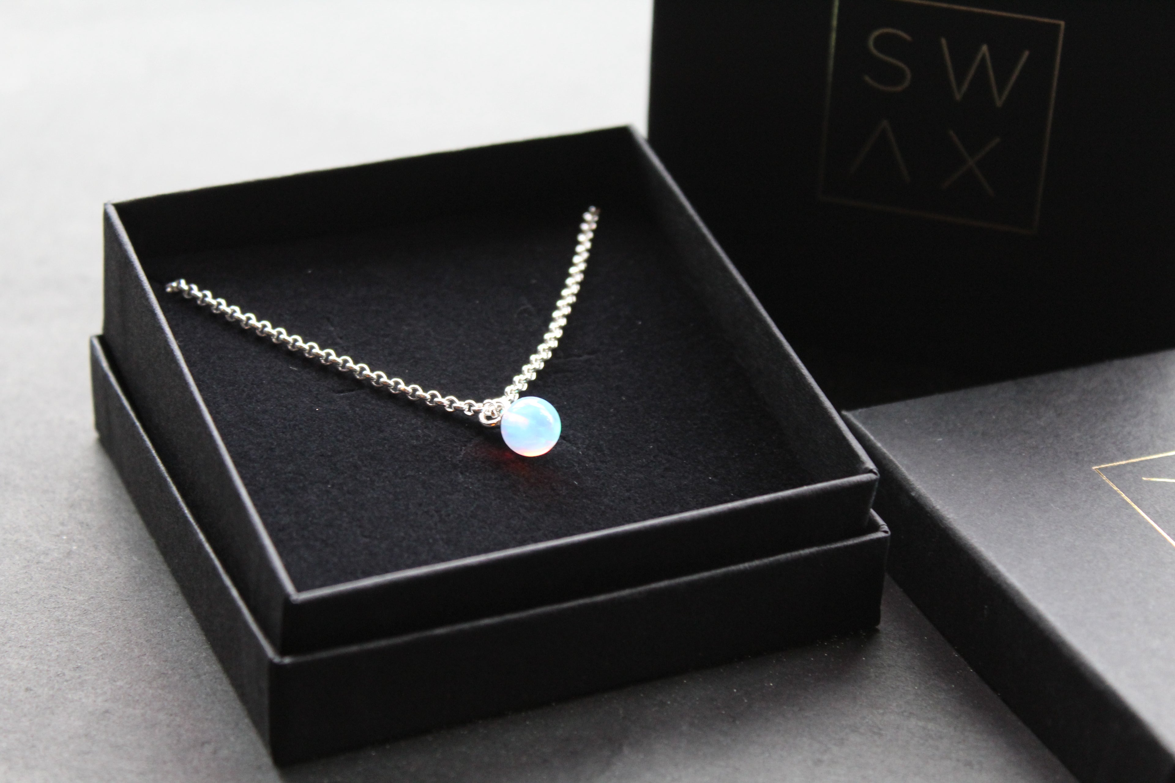 Sea Opal on Silver Chunky Chain