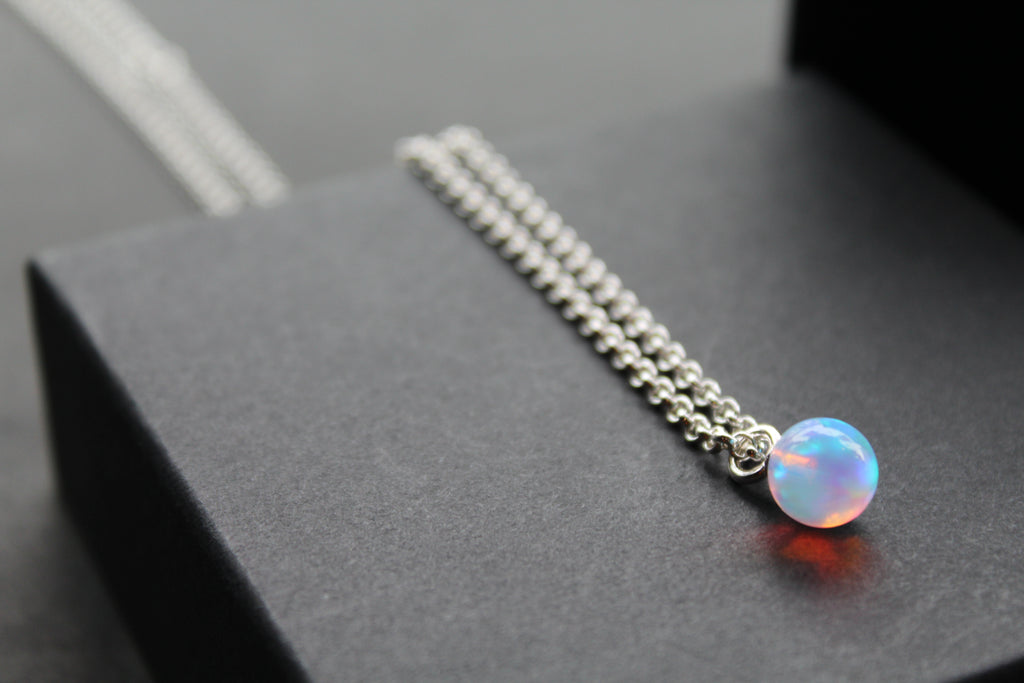 Sea Opal on Silver Chunky Chain