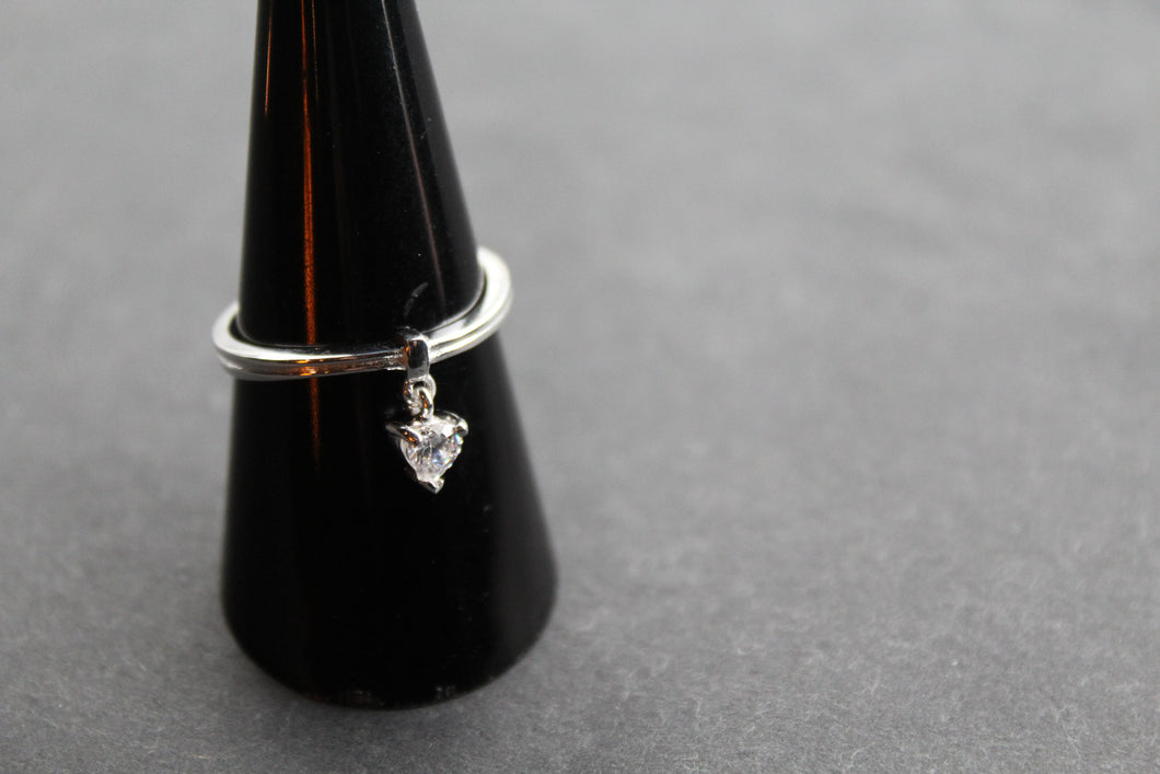 Silver Clear CZ Charm Ring