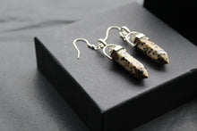 Load image into Gallery viewer, Silver Dalmatian Jasper Crystal Point Earrings
