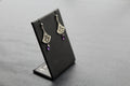 Silver Filigree Drop Stud Earrings with Faceted Purple Amethyst