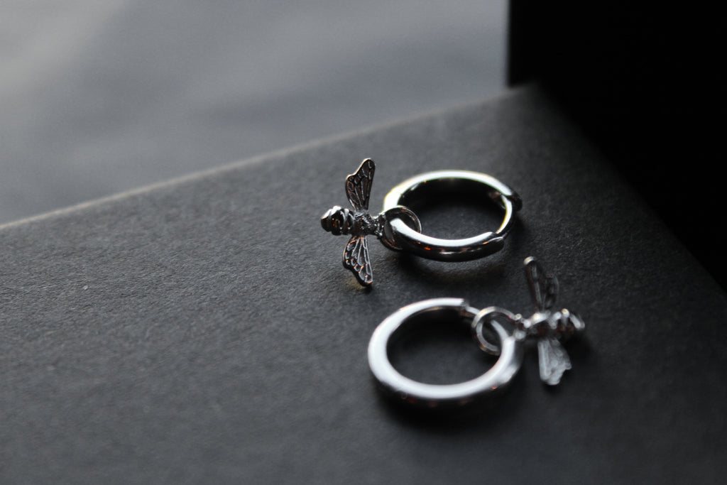 Silver Huggie Hoop's with Bees