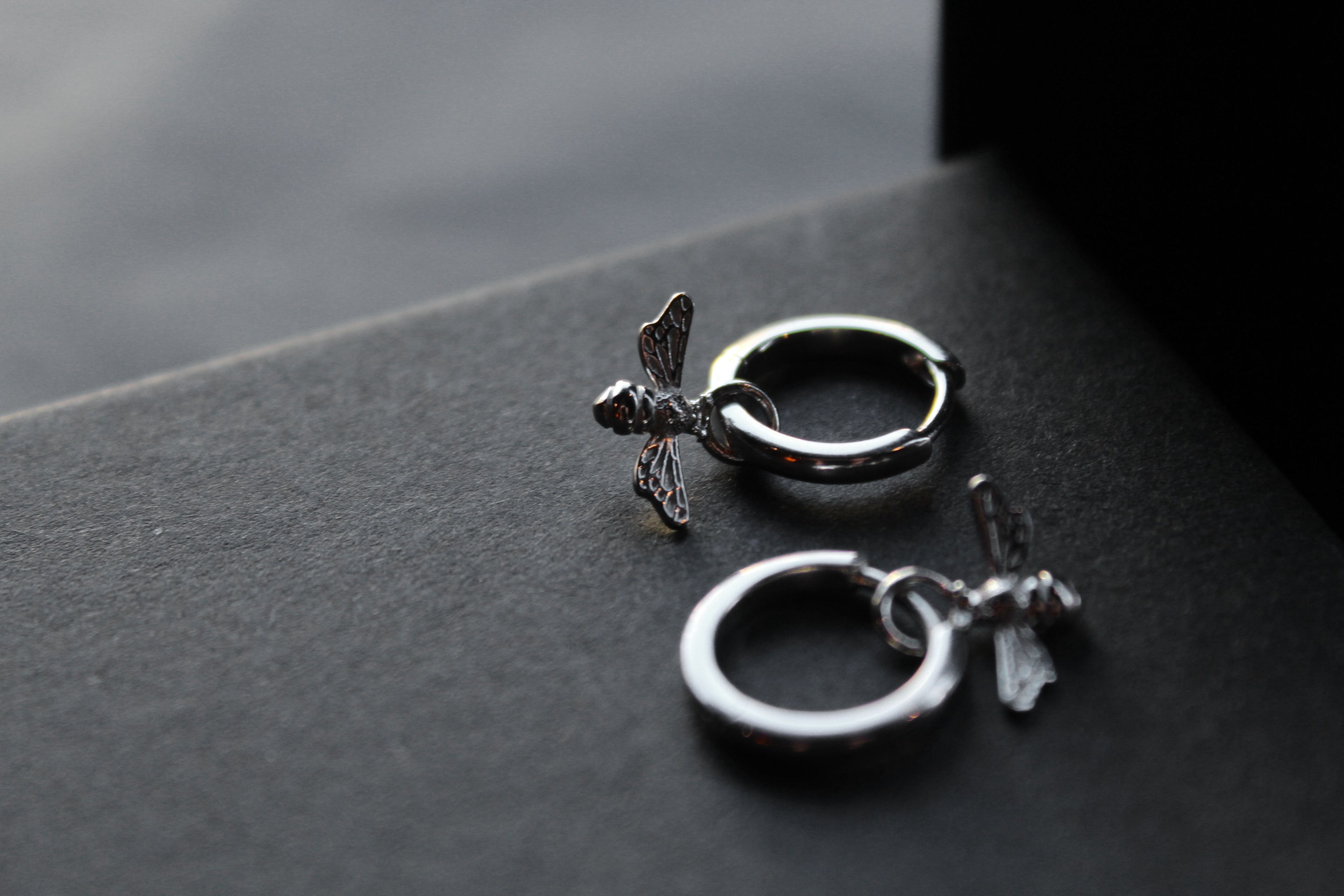 Silver Huggie Hoop's with Bees