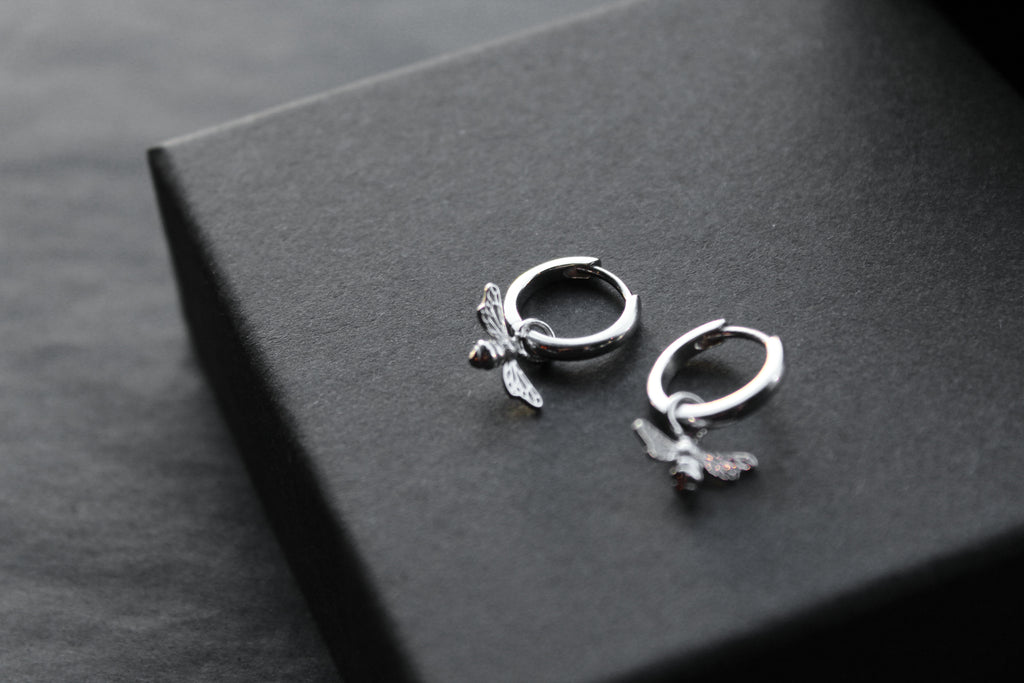 Silver Huggie Hoop's with Bees