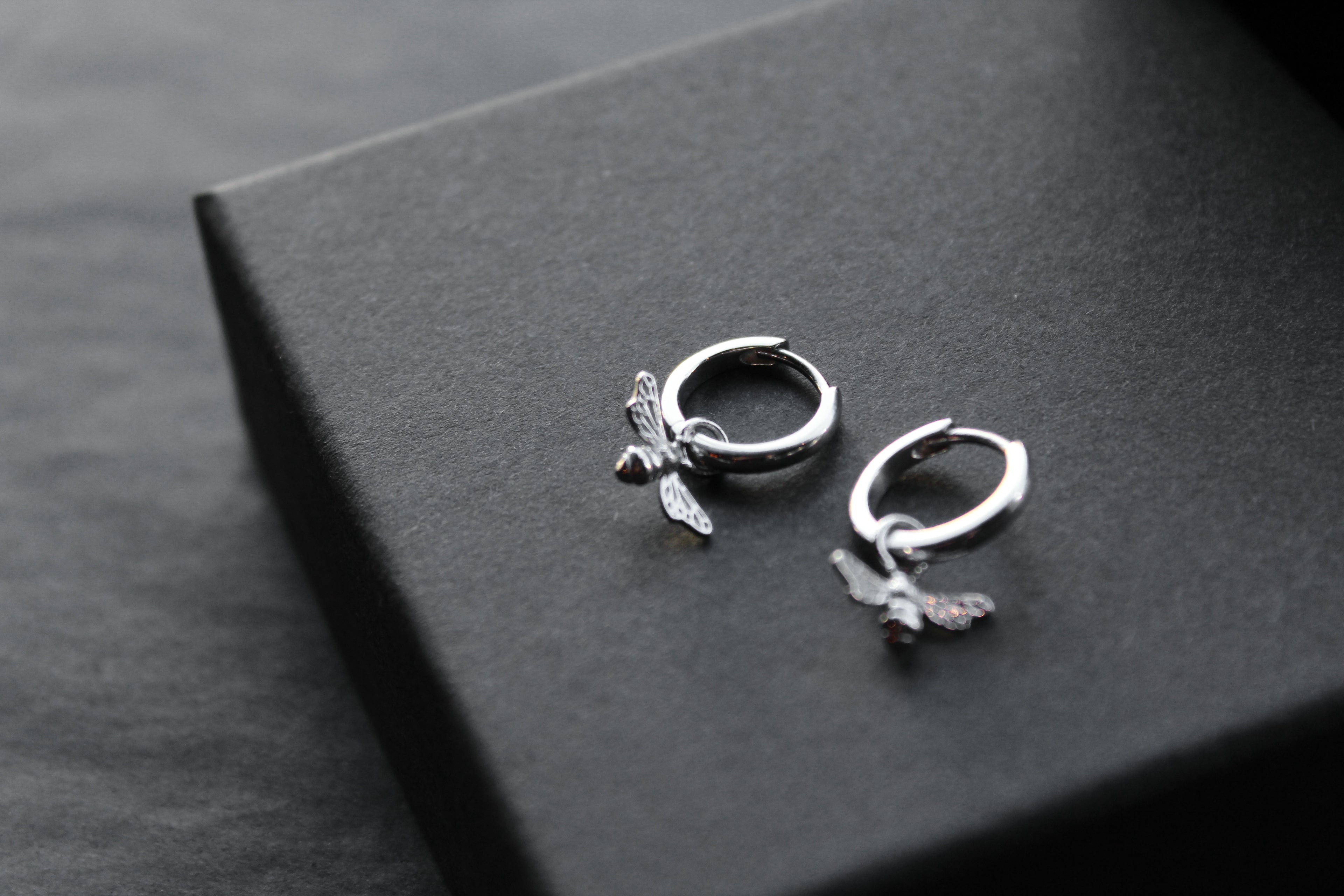 Silver Huggie Hoop's with Bees