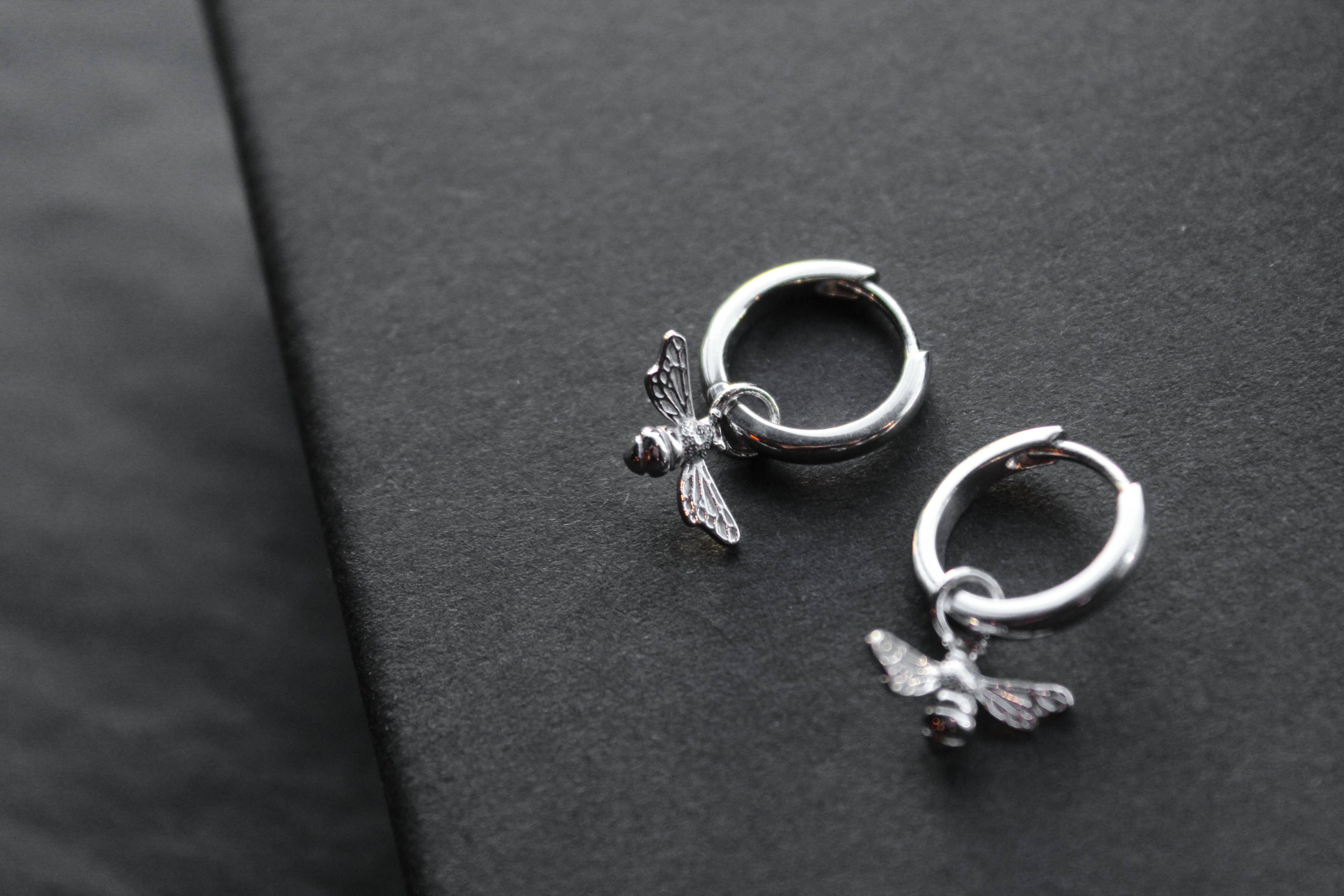 Silver Huggie Hoop's with Bees