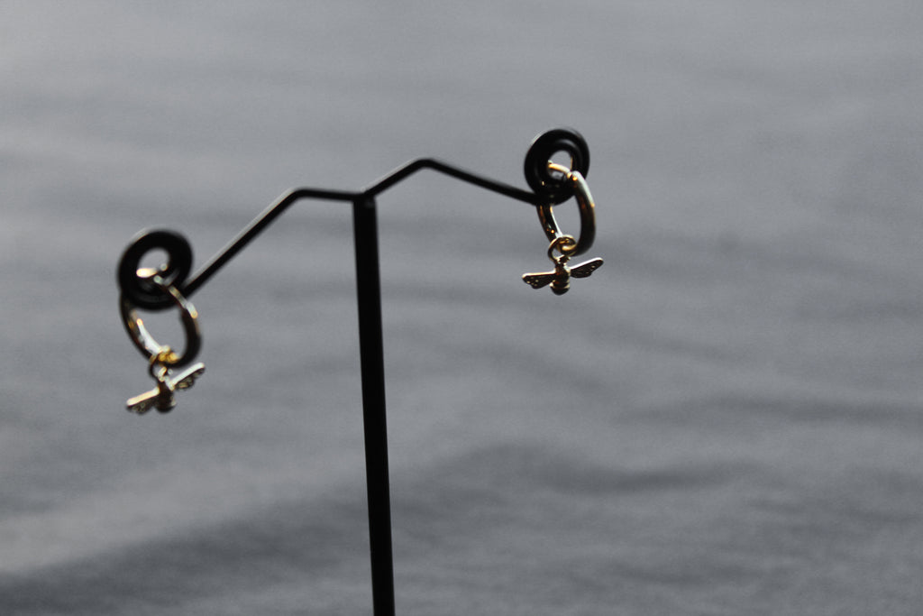 Silver Huggie Hoop's with Bees