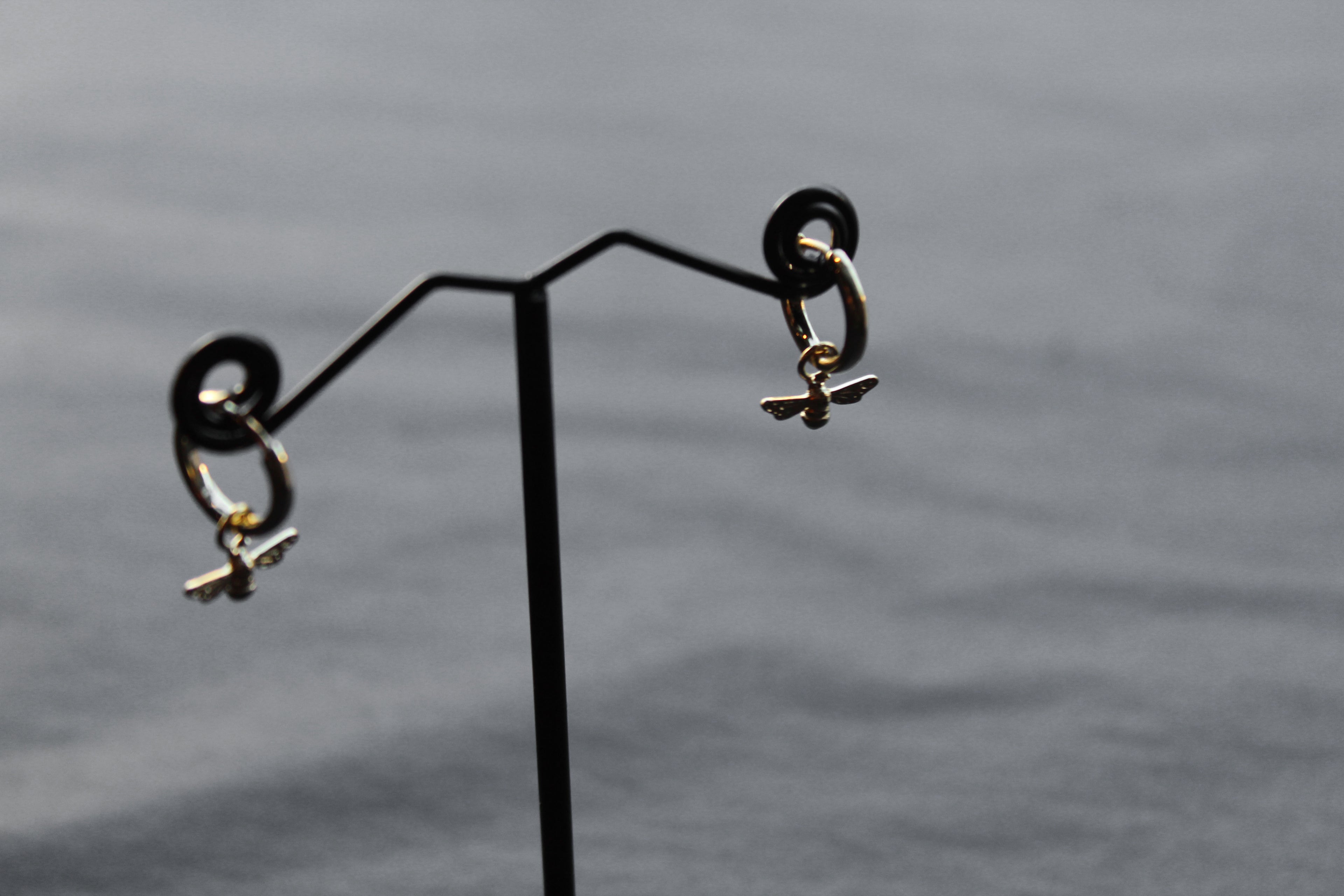Silver Huggie Hoop's with Bees