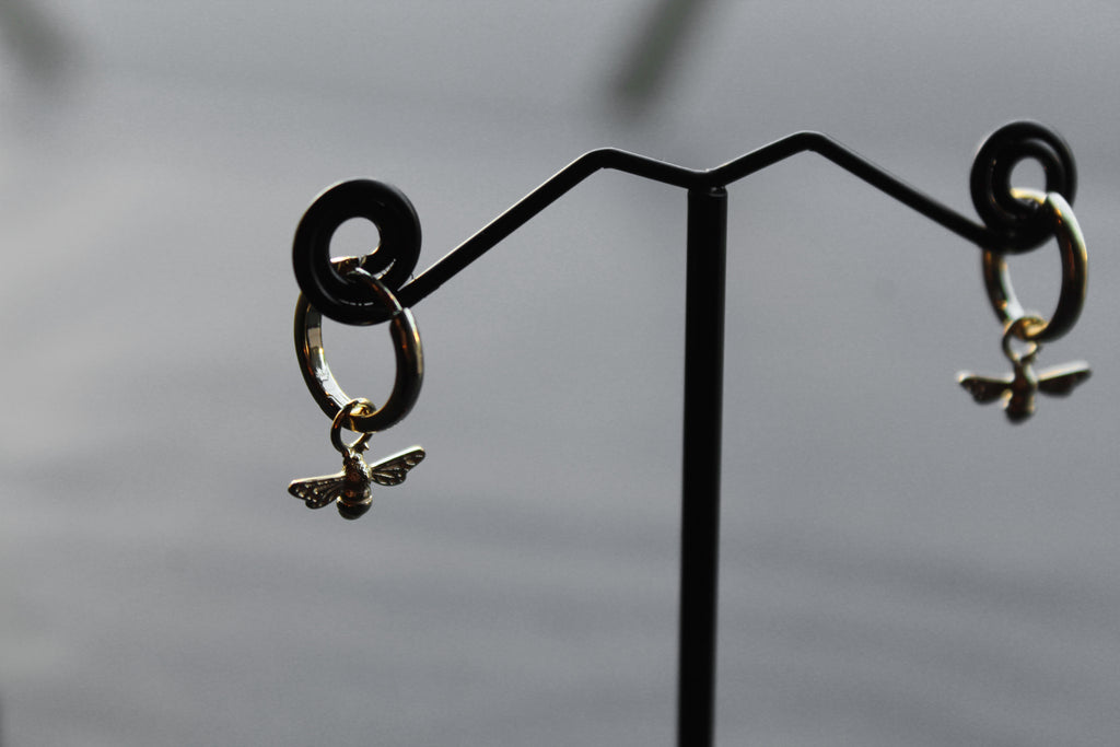 Silver Huggie Hoop's with Bees