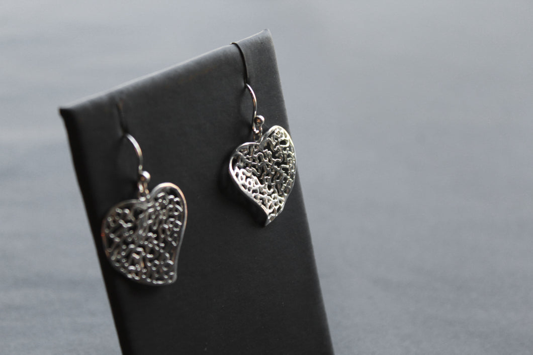 Silver Lattice Heart Earrings