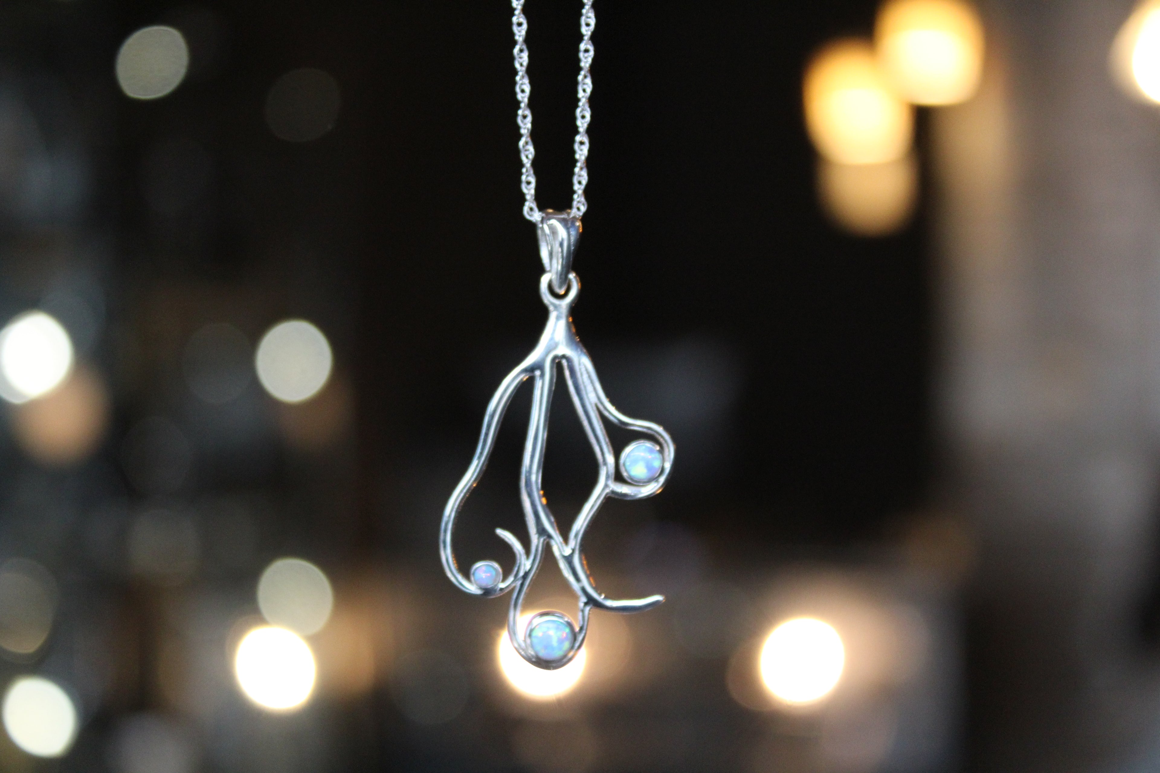 Silver Open Opalite Necklace