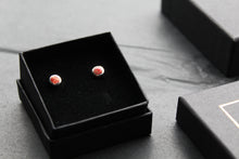 Load image into Gallery viewer, Silver Red Coral Studs
