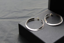 Load image into Gallery viewer, Silver Satin Hoop Earring
