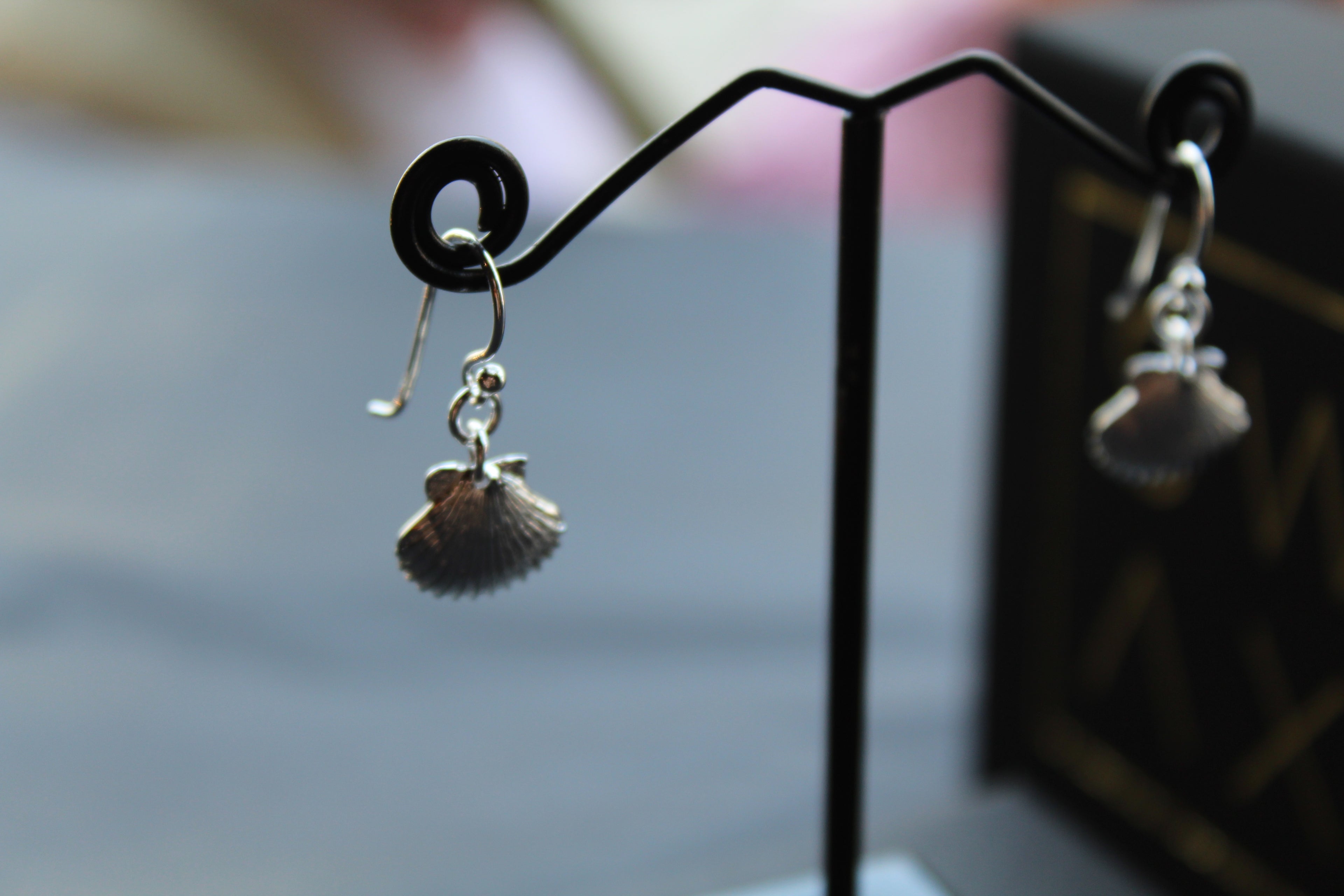 Silver Scallop Drop Earrings