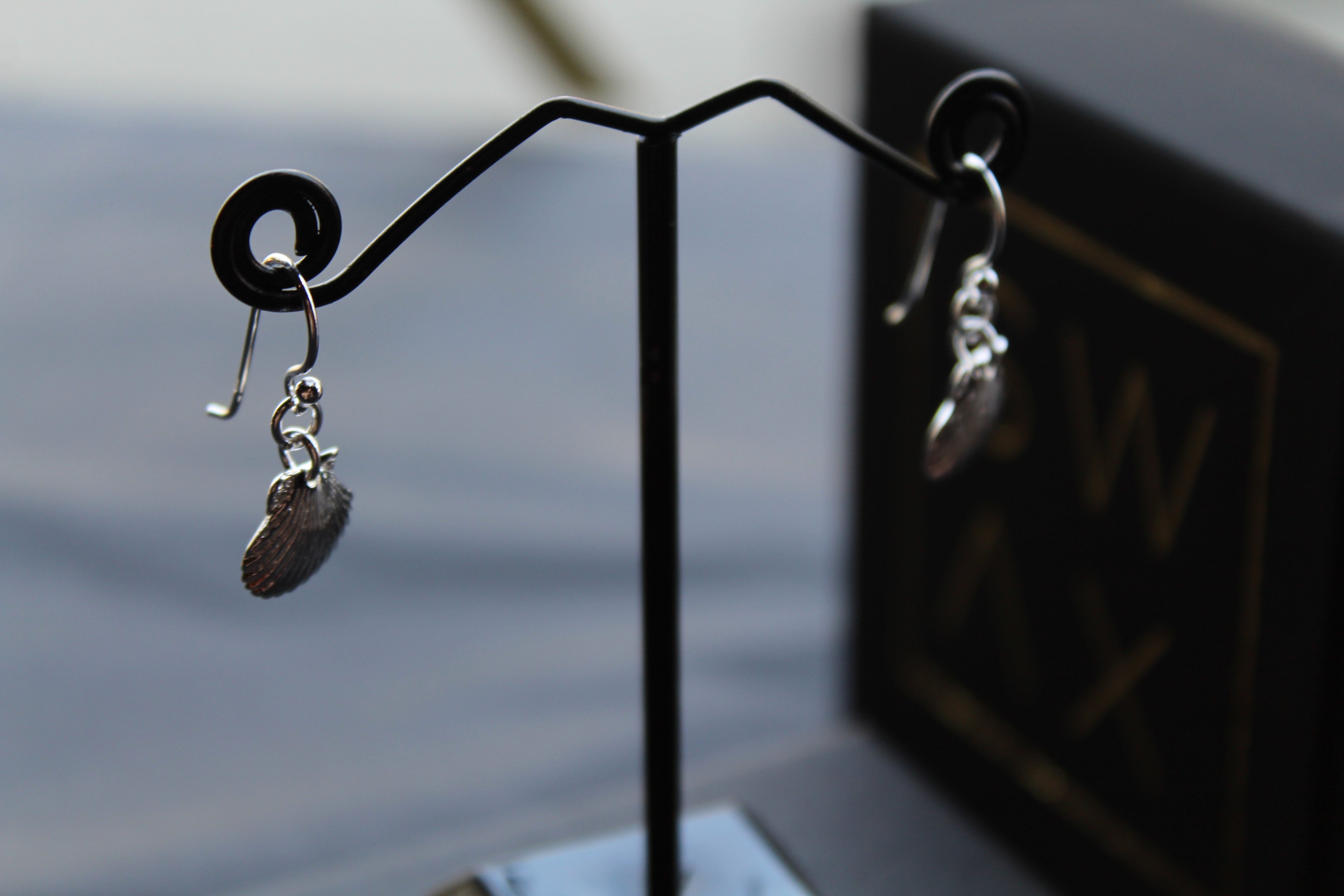Silver Scallop Drop Earrings
