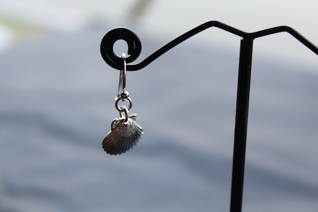 Silver Scallop Drop Earrings