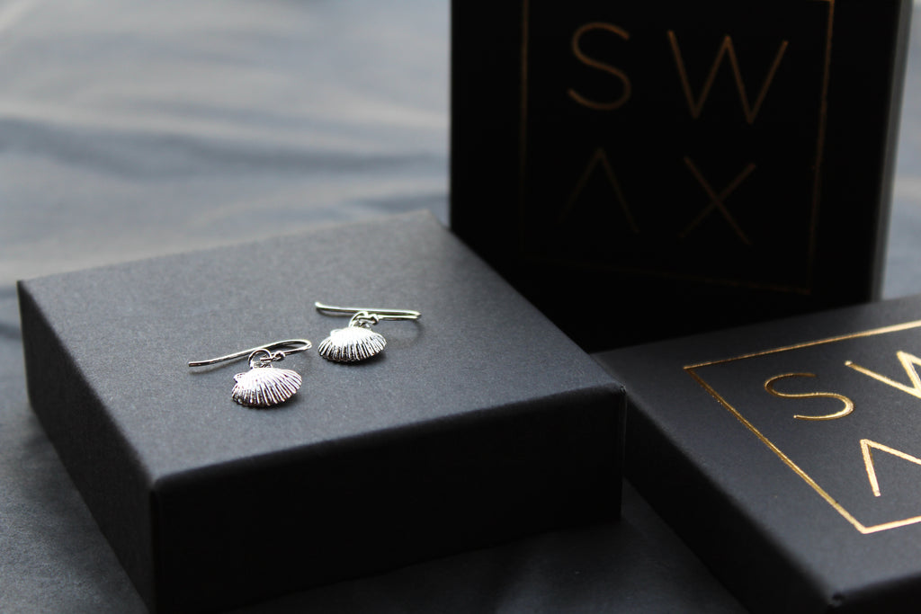 Silver Scallop Drop Earrings