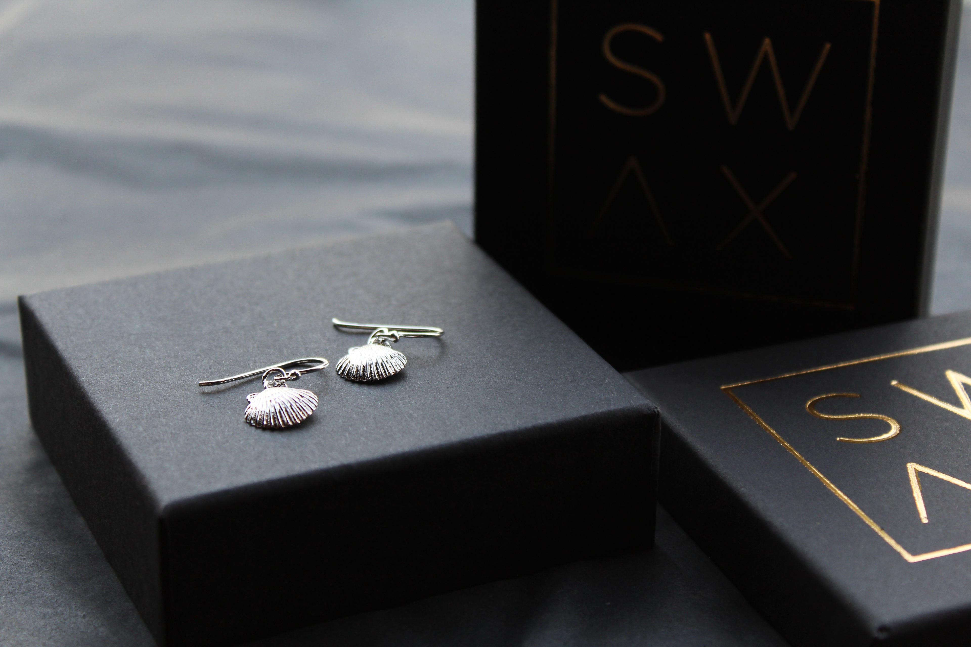 Silver Scallop Drop Earrings