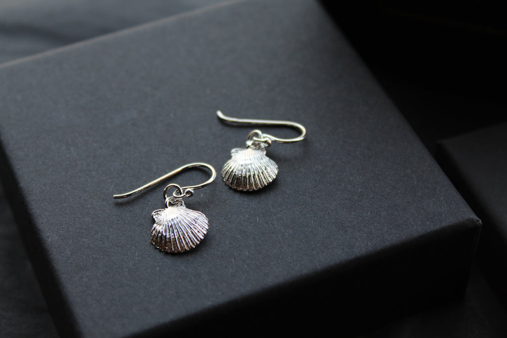 Silver Scallop Drop Earrings