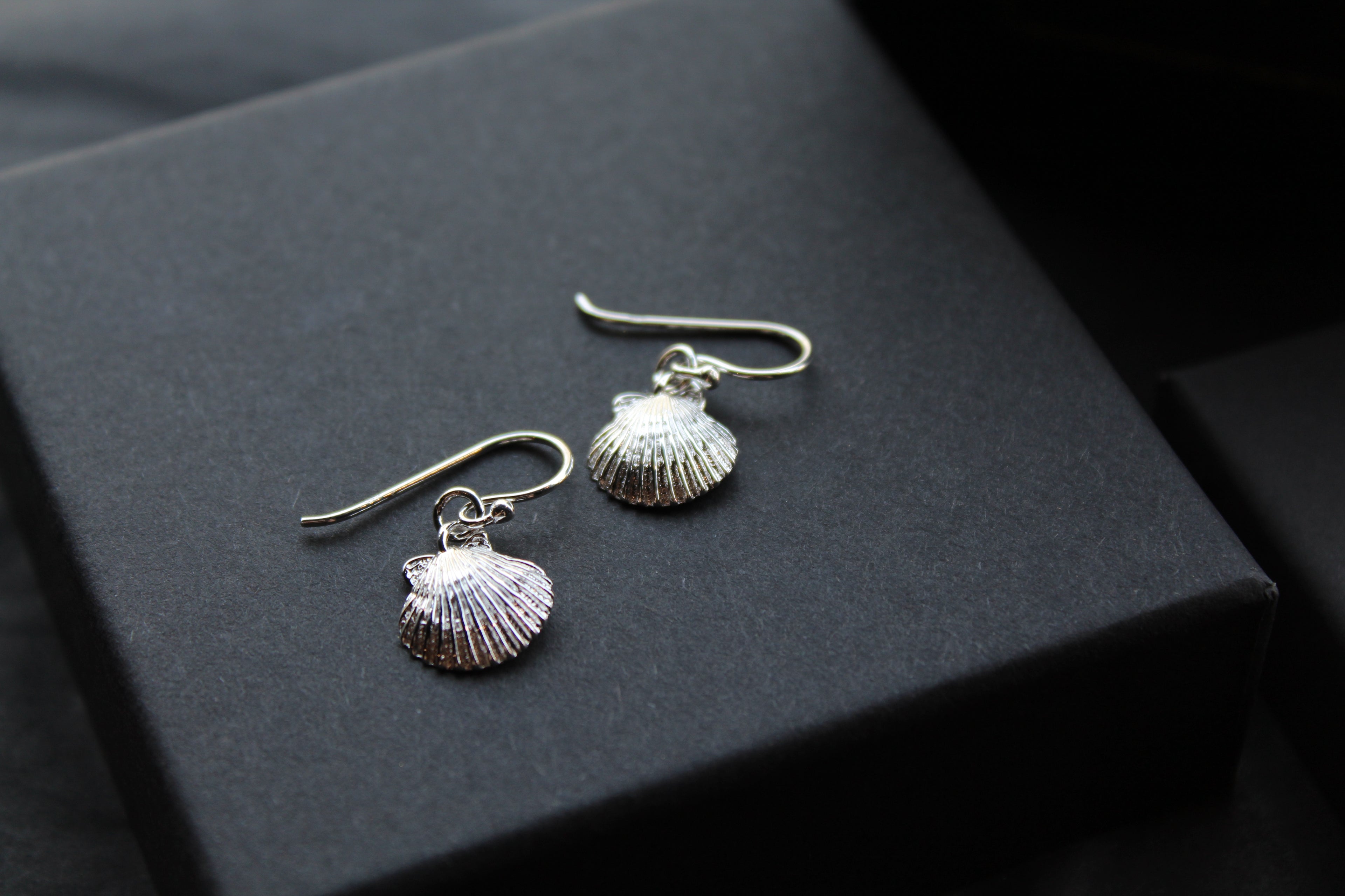 Silver Scallop Drop Earrings