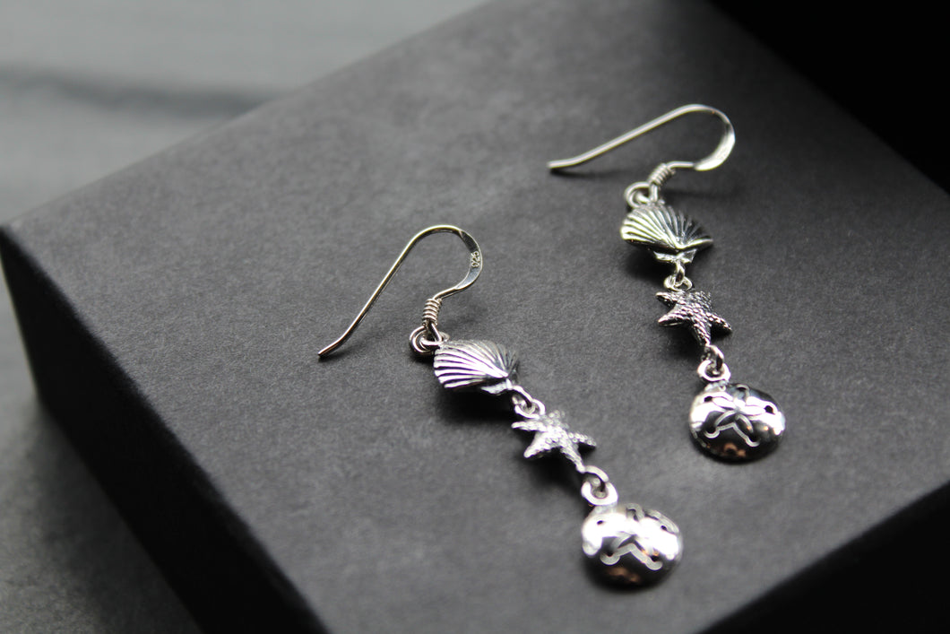 Silver Shell & Starfish Earrings