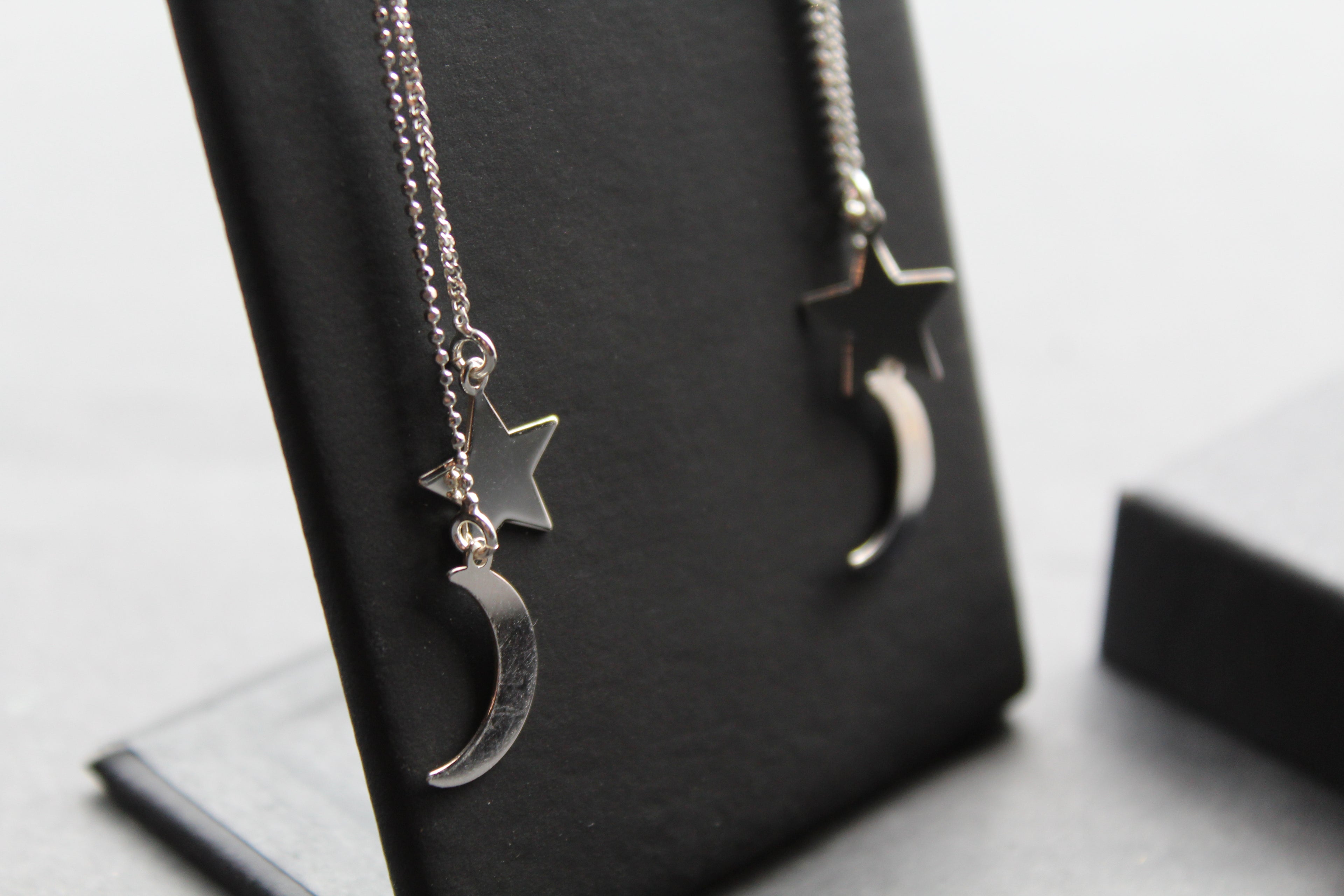 Silver Sun & Moon Drop Earrings