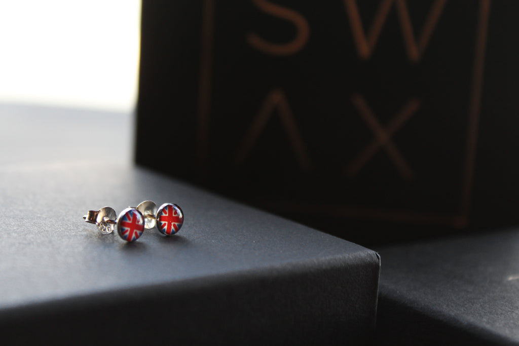 Silver Union Jack Studs