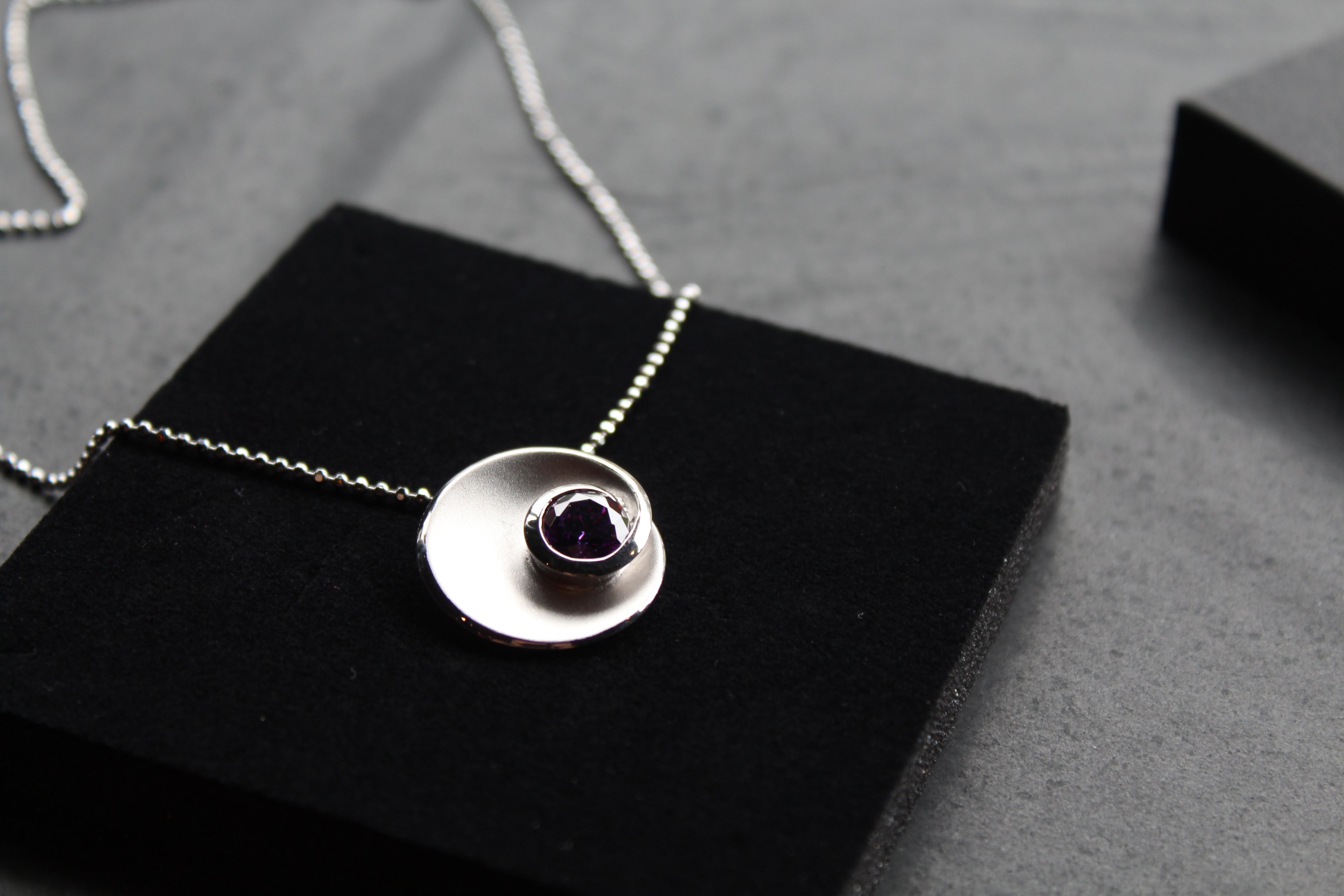 Silver & Amethyst Cubic Zirconia Swirl Pendant