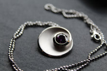 Load image into Gallery viewer, Silver &amp; Amethyst Cubic Zirconia Swirl Pendant
