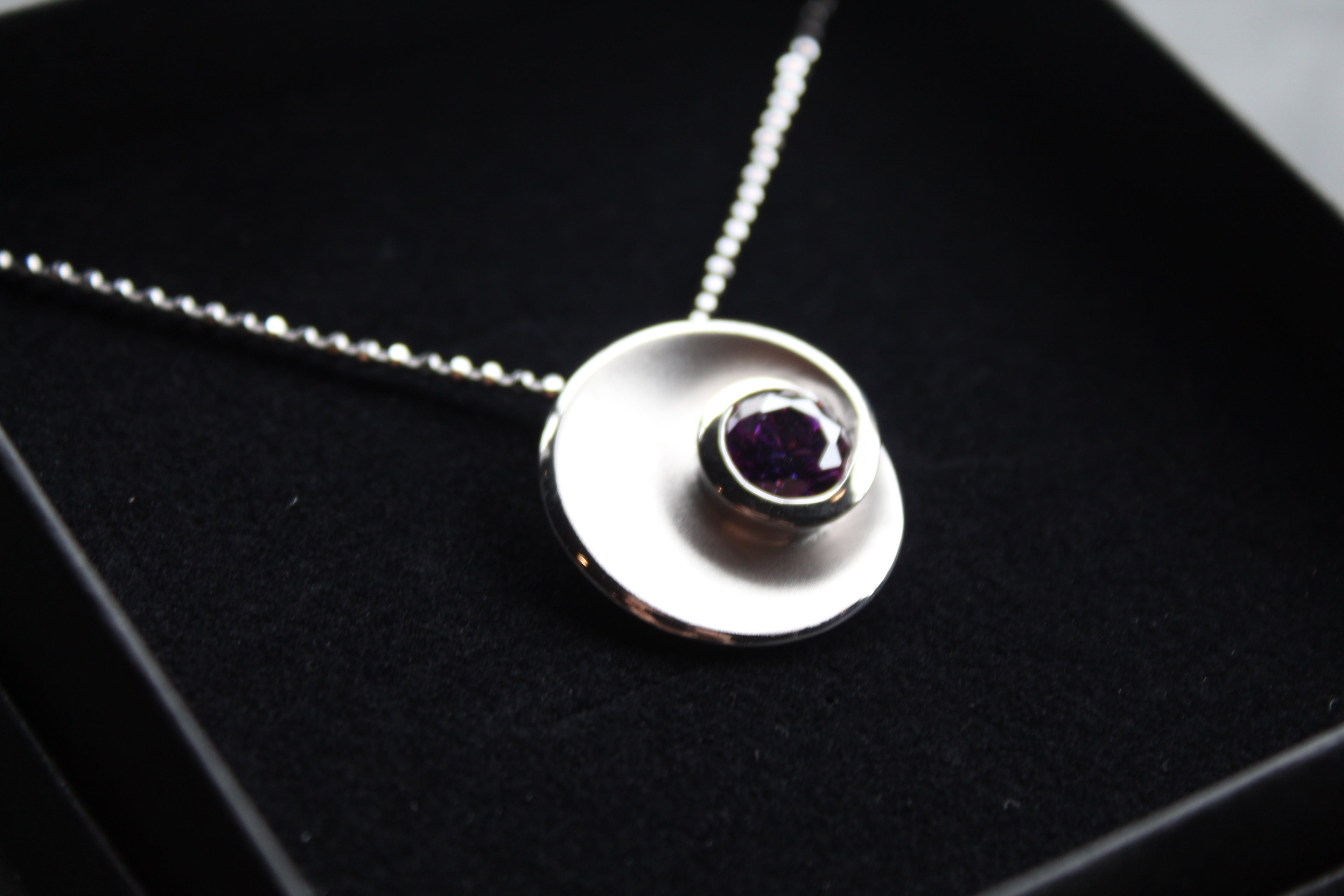 Silver & Amethyst Cubic Zirconia Swirl Pendant