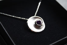 Load image into Gallery viewer, Silver &amp; Amethyst Cubic Zirconia Swirl Pendant

