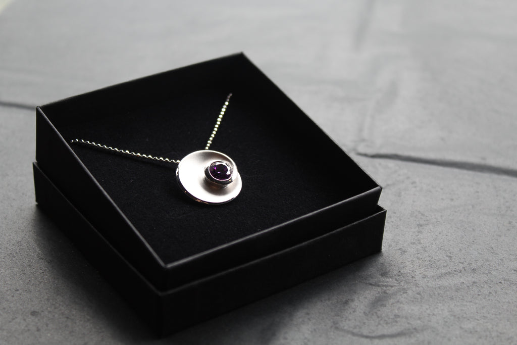 Silver & Amethyst Cubic Zirconia Swirl Pendant