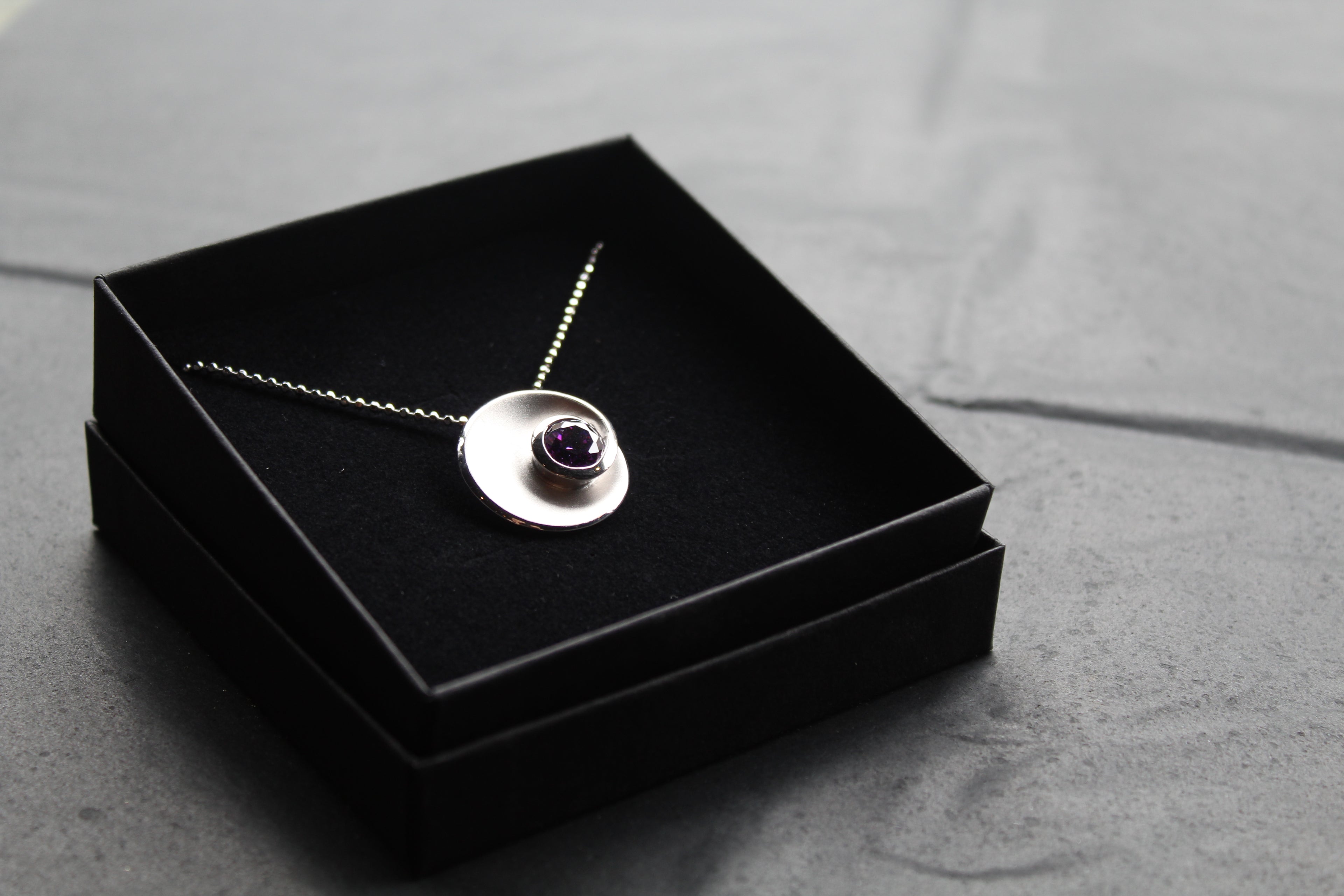 Silver & Amethyst Cubic Zirconia Swirl Pendant