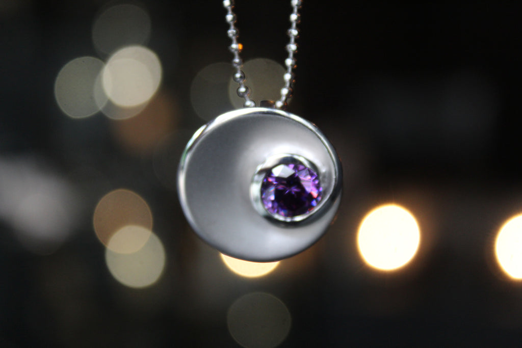 Silver & Amethyst Cubic Zirconia Swirl Pendant
