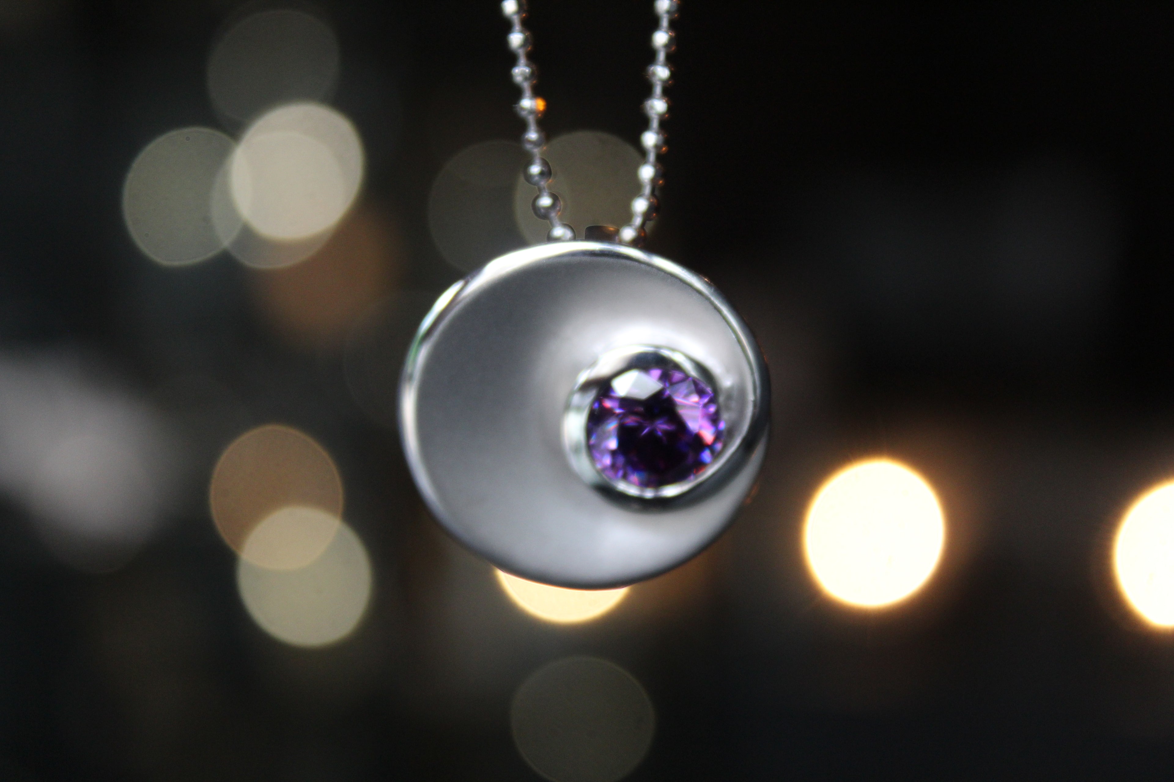 Silver & Amethyst Cubic Zirconia Swirl Pendant