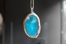 Load image into Gallery viewer, Silver &amp; Blue Agate Crystal Long Length Necklace
