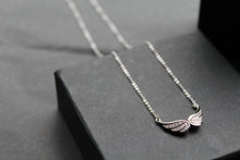 Load image into Gallery viewer, Silver &amp; Clear CZ Angel Wings Necklace
