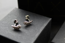 Load image into Gallery viewer, Silver &amp; Clear CZ Feather Earrings
